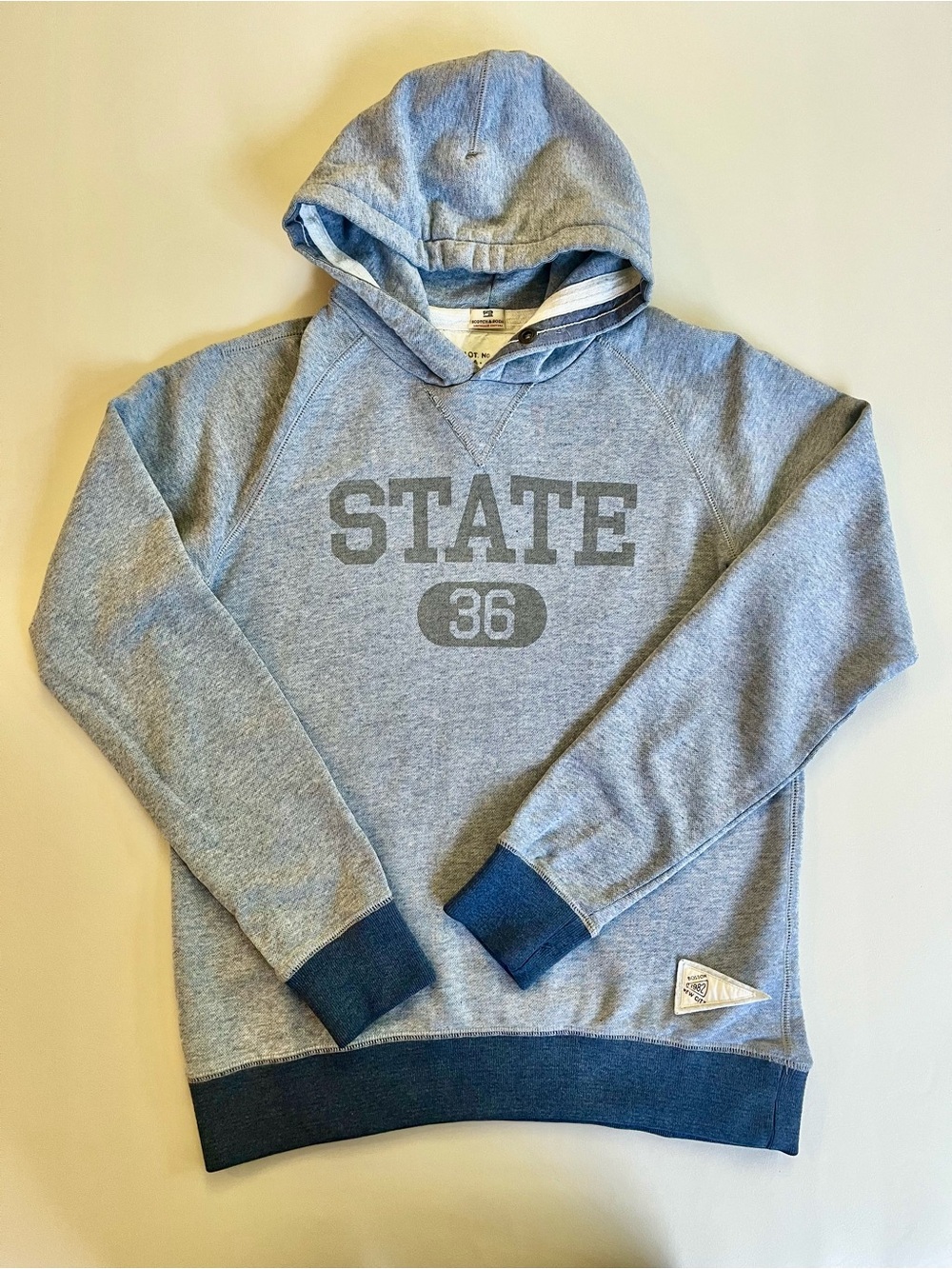 Scotch & Soda Light Blue Heather 'STATE 36' Hooded Sweatshirt